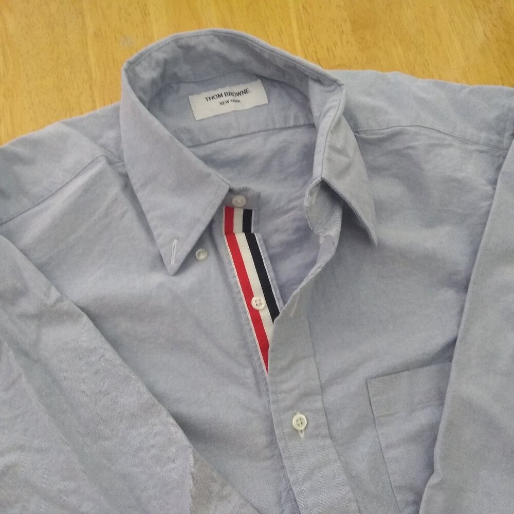 New Thom Browne Blue Oxford Cloth Grosgrain Placket TB4 16-35